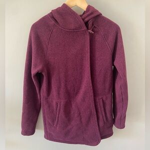 The North Face Burgundy Fleece Crescent Wrap Hooded Jacket